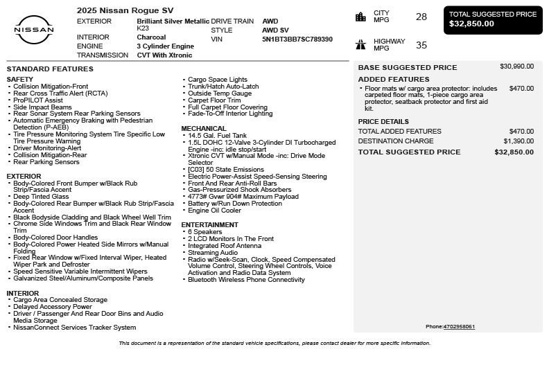 Used 2025 Silver Nissan SV image 3