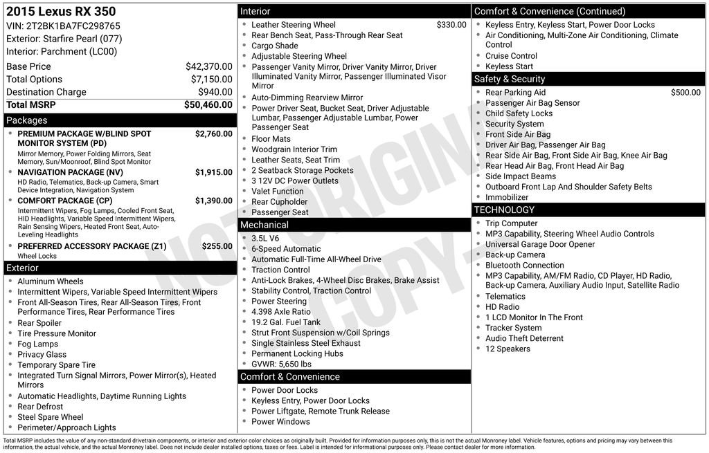 Used 2015  Lexus 350 image 9
