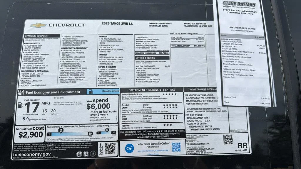 New 2026 Chevrolet Tahoe LS 4D Sport Utility