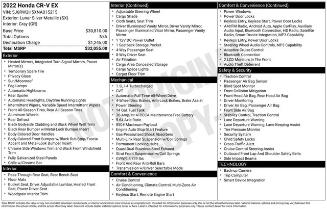 Used 2022 Silver Honda EX image 37