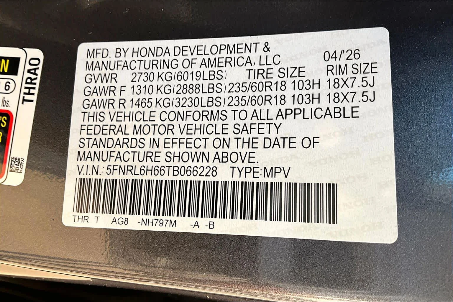 New 2026 Modern Steel Metallic Honda EX-L image 19