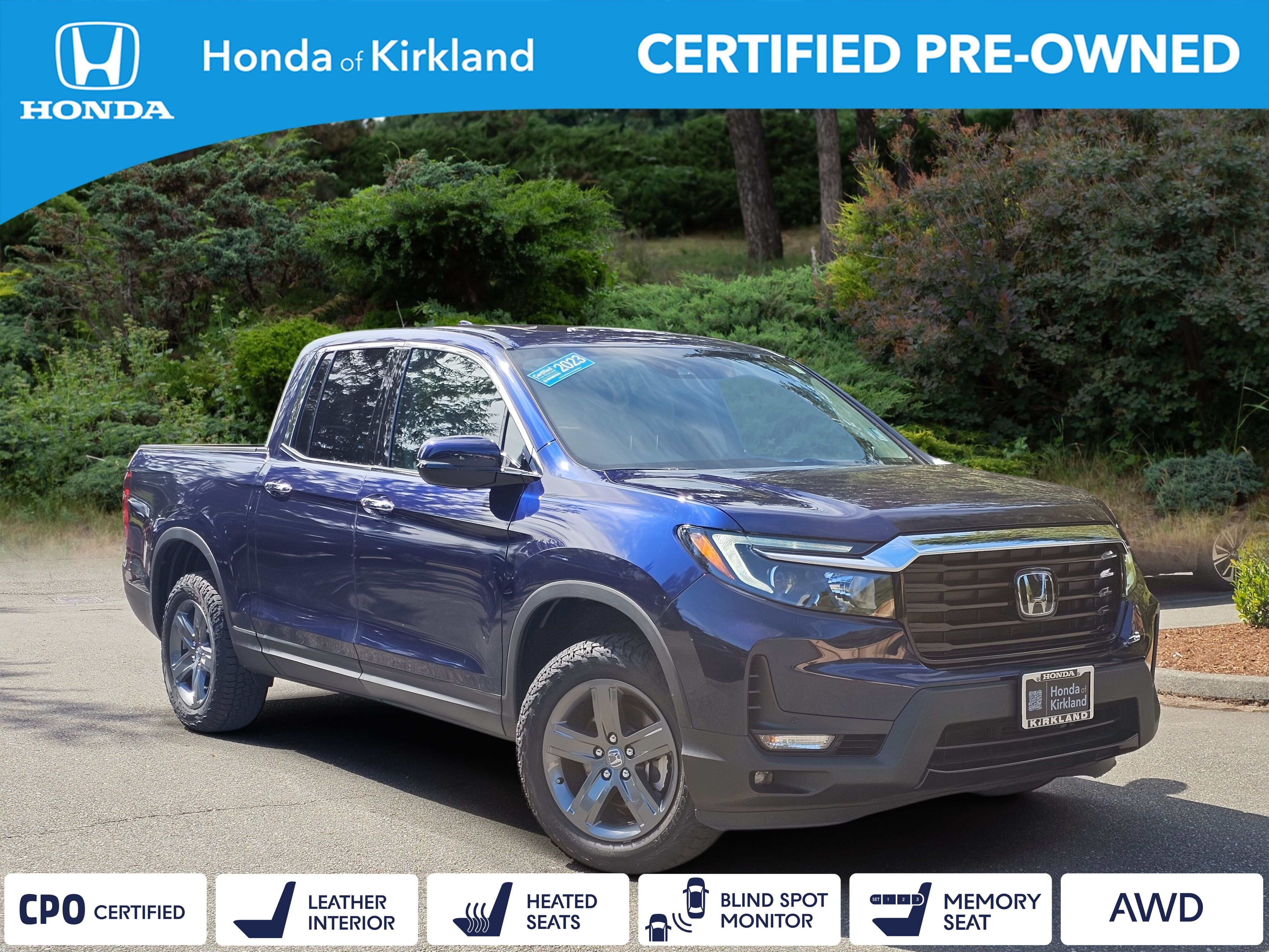 Certified Used 2023 Obsidian Blue Pearl Honda AWD RTL-E image 1