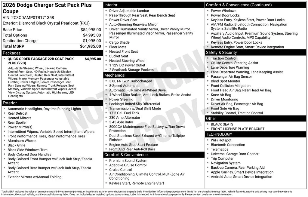New 2026 Diamond Black Crystal Pearlcoat Dodge Scat Pack Plus image 38