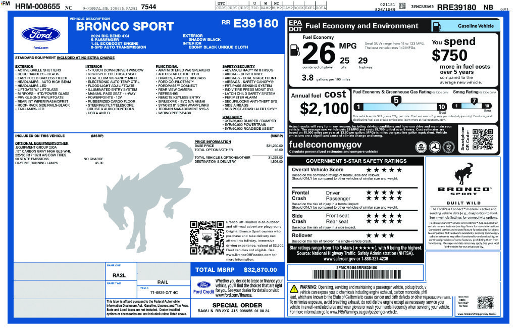 Used 2024 Shadow Black Ford Big Bend image 6