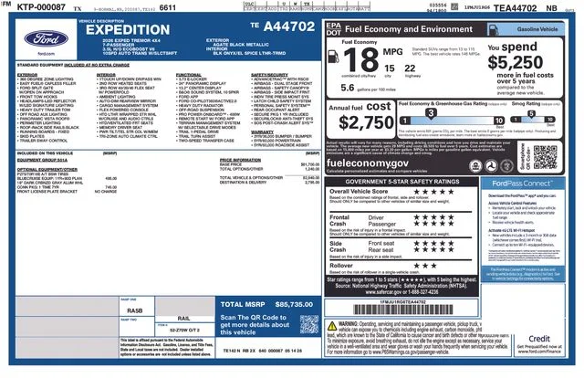 New 2026 Agate Black Metallic Ford Tremor image 2