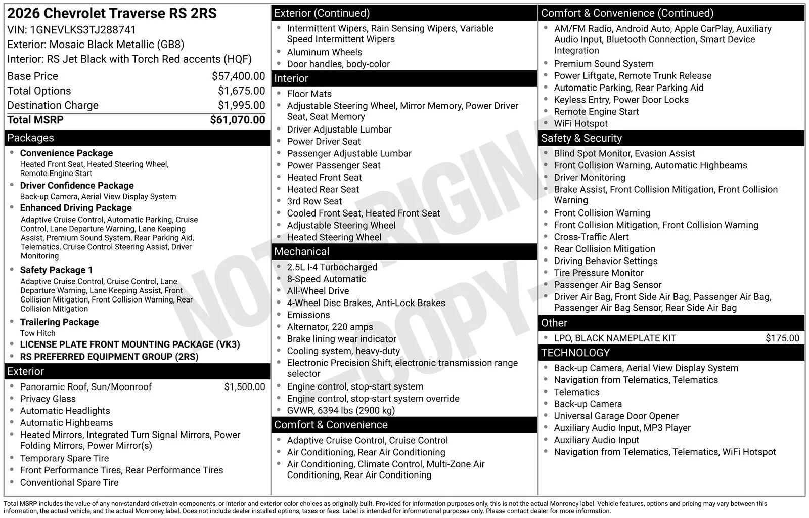 2026 Chevrolet Traverse AWD RS's photo