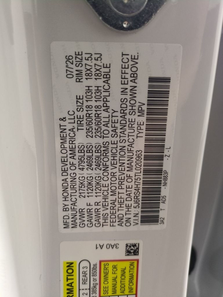 New 2026 Platinum White Pearl Honda EX-L image 29