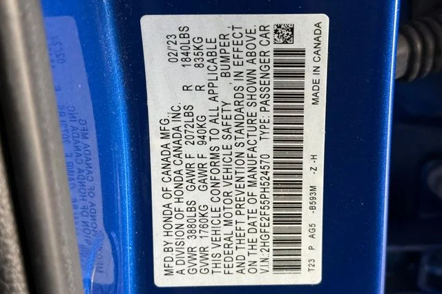 Certified Used 2023 Aegean Blue Metallic Honda Sport image 36