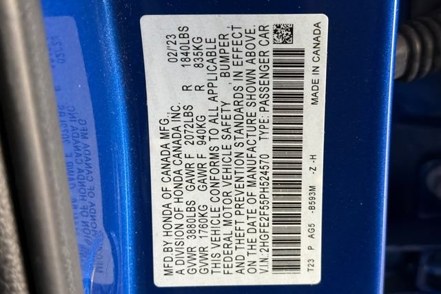Certified Used 2023 Aegean Blue Metallic Honda Sport image 36