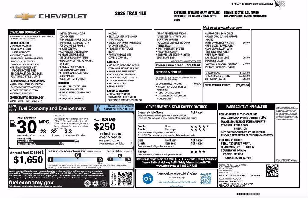 New 2026 Sterling Gray Metallic Chevrolet LS image 2