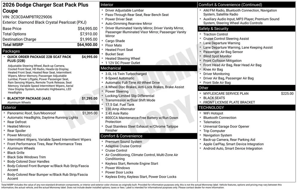 New 2026 Diamond Black Crystal Pearlcoat Dodge Scat Pack Plus image 6