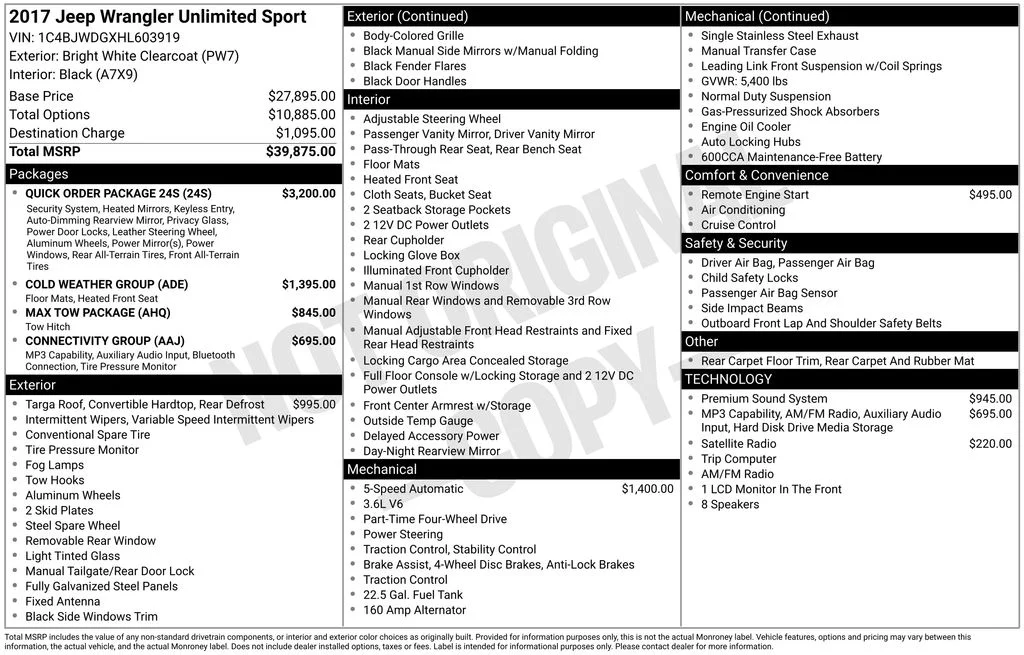 Used 2017 White Jeep Unlimited Sport image 9