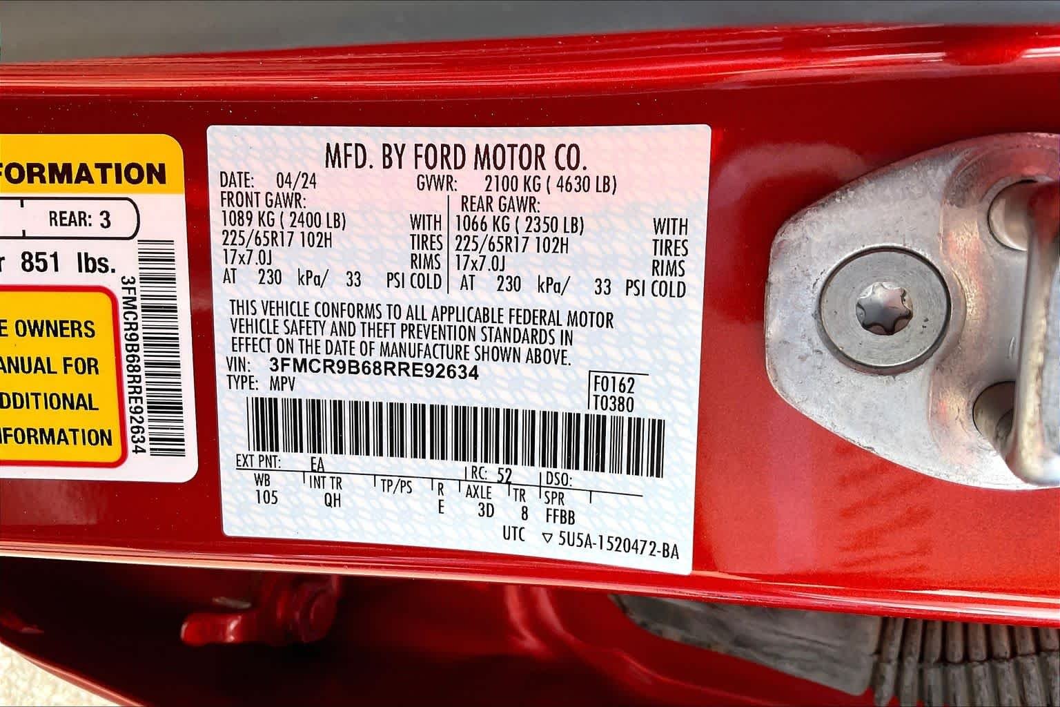 Used 2024 Hot Pepper Red Metallic Tinted Clearcoat Ford Big Bend image 33