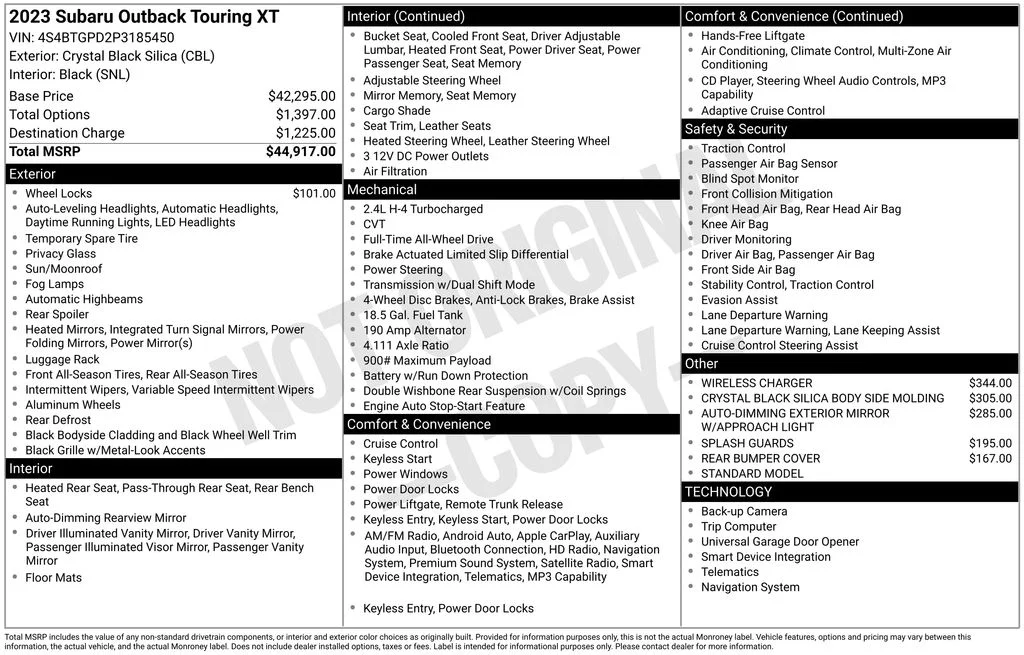 Used 2023 Black Subaru Touring XT image 8