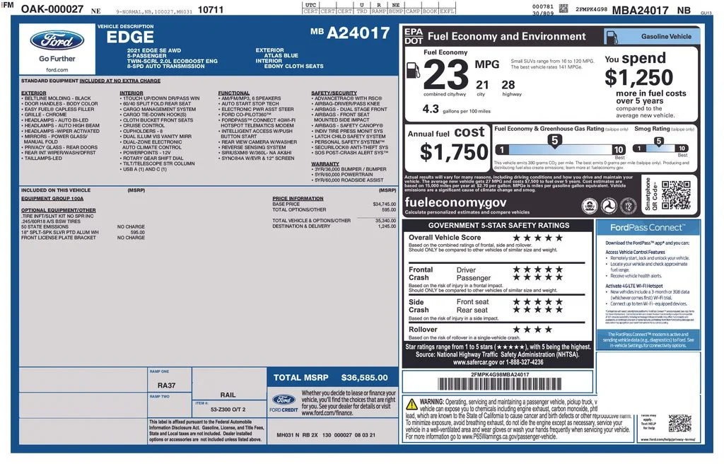 Used 2021 Blue Ford SE image 30