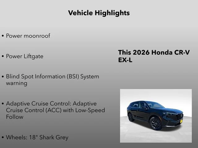 New 2026 Crystal Black Pearl Honda EX-L image 5