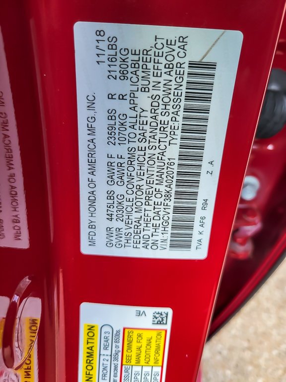 Used 2019 Red Honda Sport 1.5T image 23
