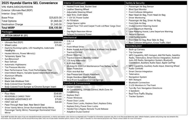 Certified Used 2025 Red Hyundai SEL Convenience image 9