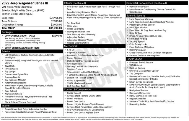 Used 2022 Bright White Clearcoat Jeep Series III image 42