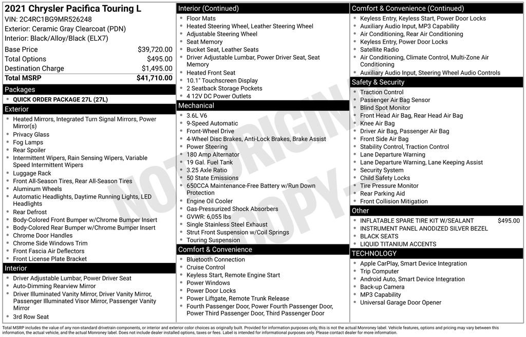 Used 2021 White Chrysler Touring L image 33