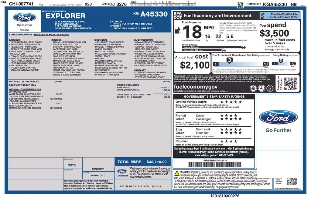Used 2019 White Platinum Metallic Tri-Coat Ford XLT image 35