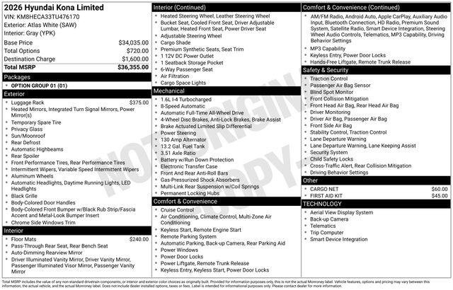 New 2026 White Hyundai Limited AWD image 25