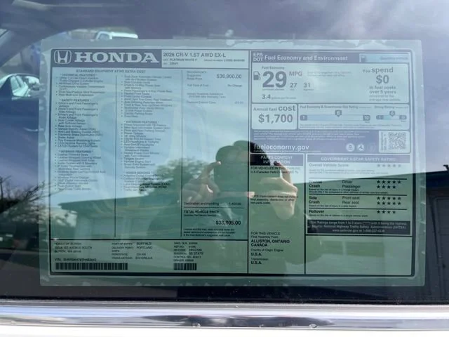 New 2026 Platinum White Pearl Honda EX-L image 29