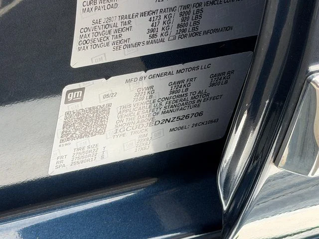 Used 2022 Glacier Blue Metallic Chevrolet High Country image 43