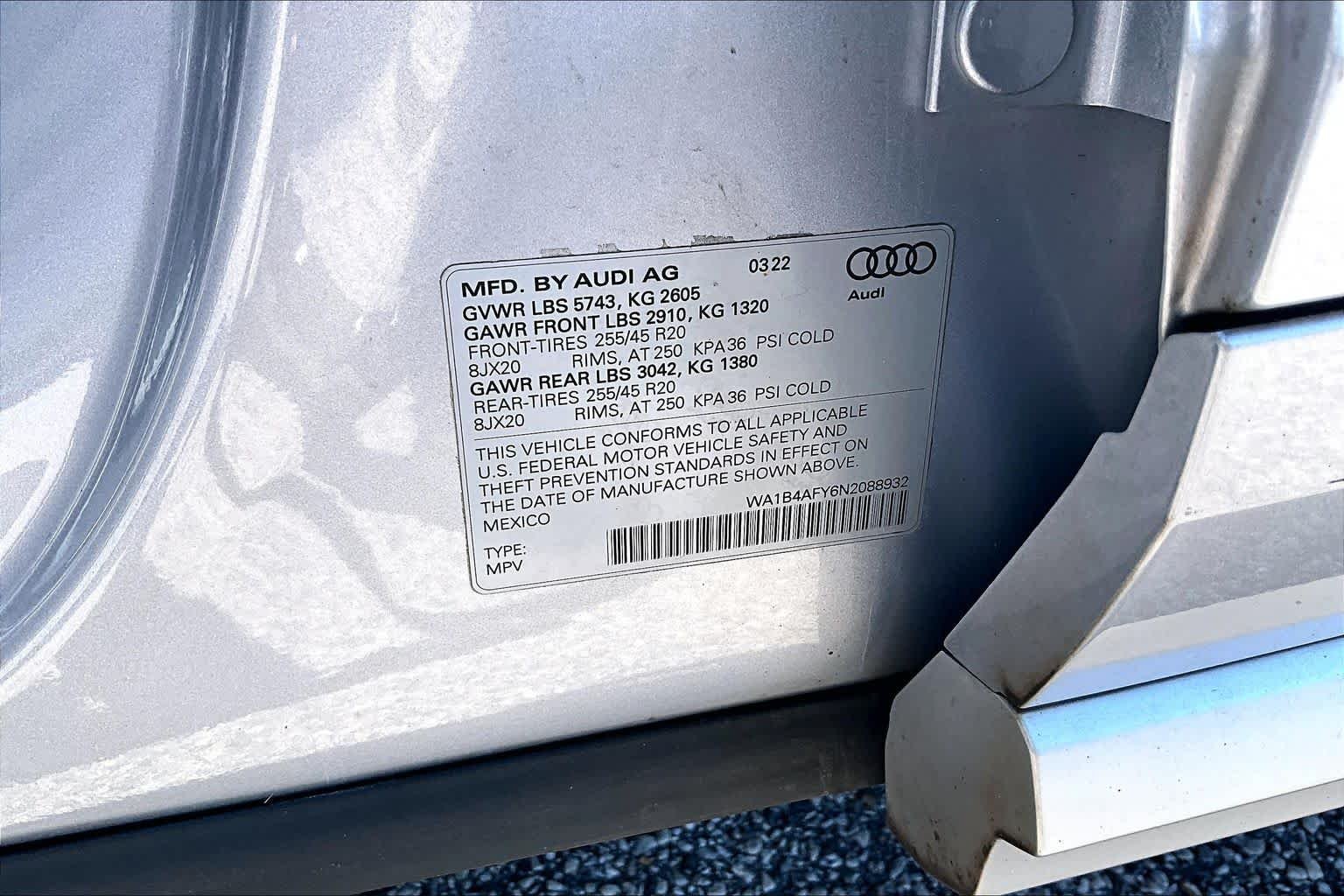 Used 2022 Florett Silver Metallic Audi Premium Plus image 37