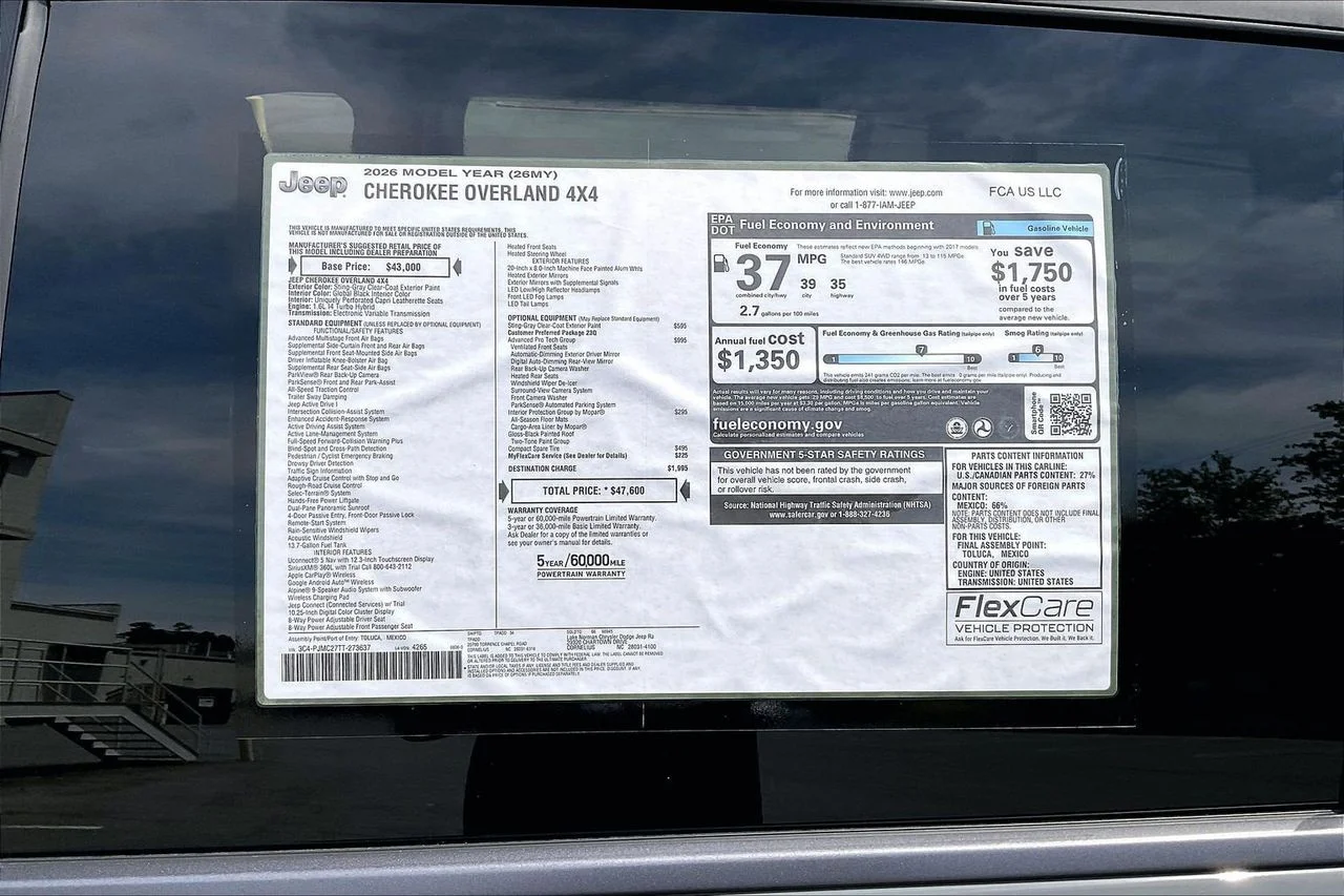 New 2026 Sting-Gray Clear-Coat Exterior Paint Jeep Overland image 38