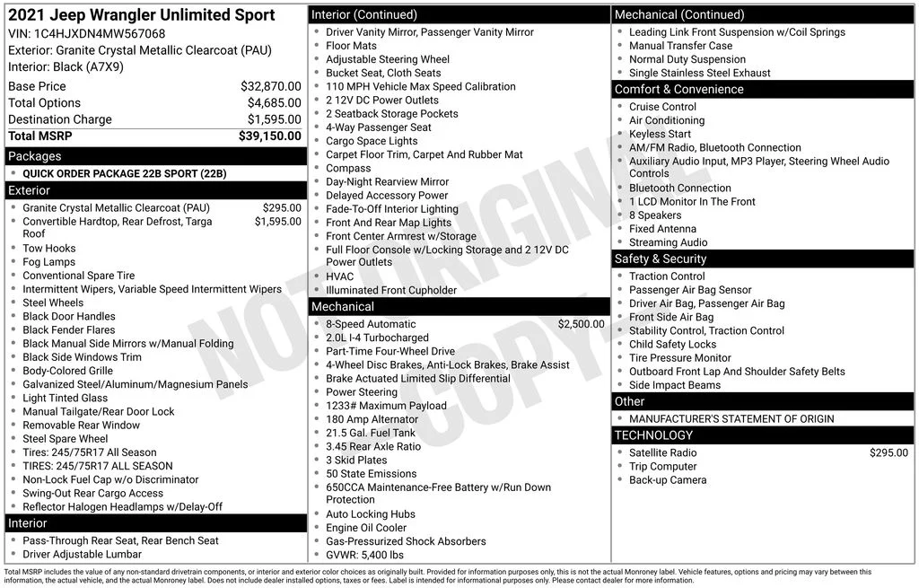 Used 2021 Gray Jeep Unlimited Sport image 22