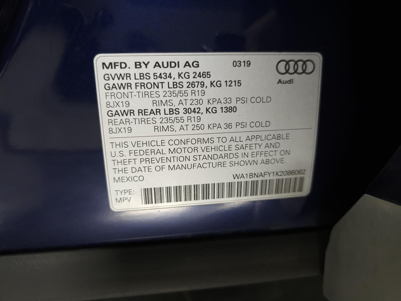 Used 2019 Blue Audi quattro Premium Plus 45 TFSI image 30