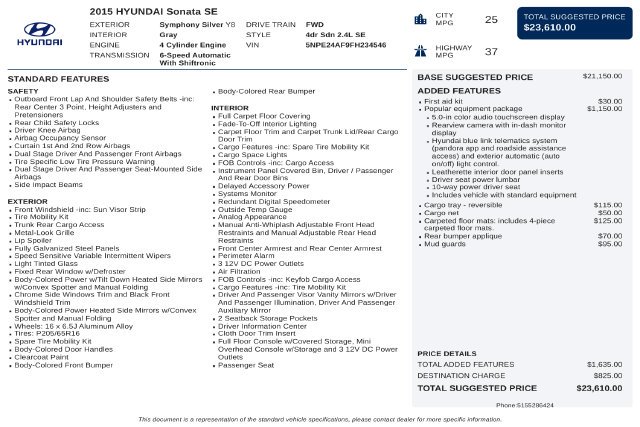 Used 2015 Silver Hyundai SE image 25