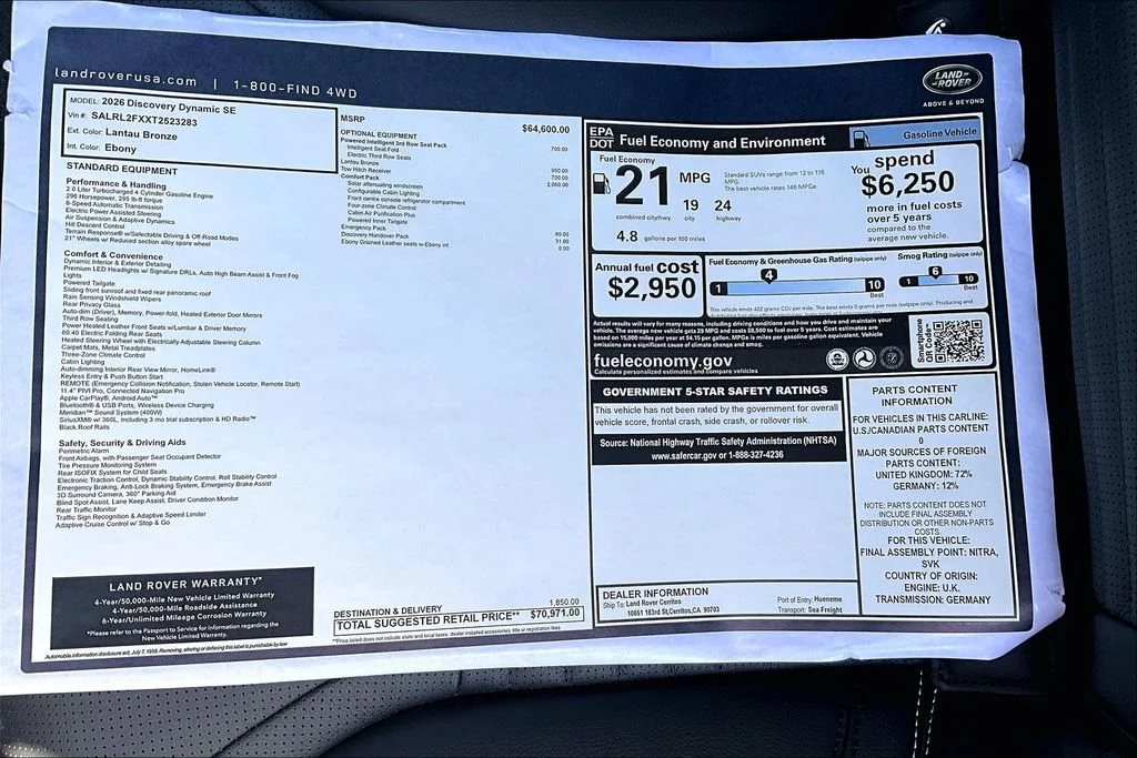 New 2026 Brown Land Rover Dynamic SE image 15