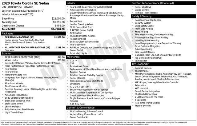 Certified Used 2020 CLASSIC SILVER MET Toyota  image 31