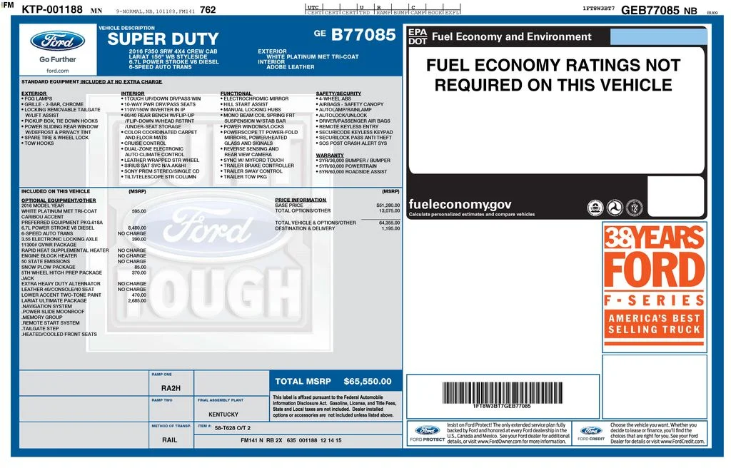 Used 2016 White Ford Lariat image 2