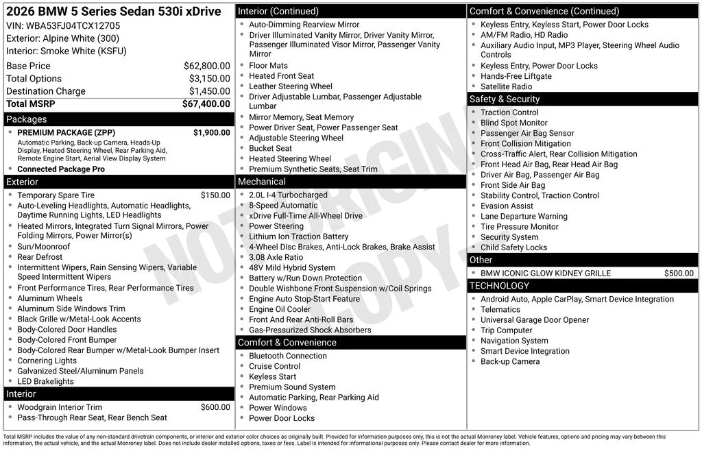 Certified Used 2026 White BMW 530i xDrive image 7