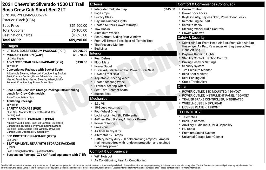 Used 2021 BLACK Chevrolet LT Trail Boss image 27
