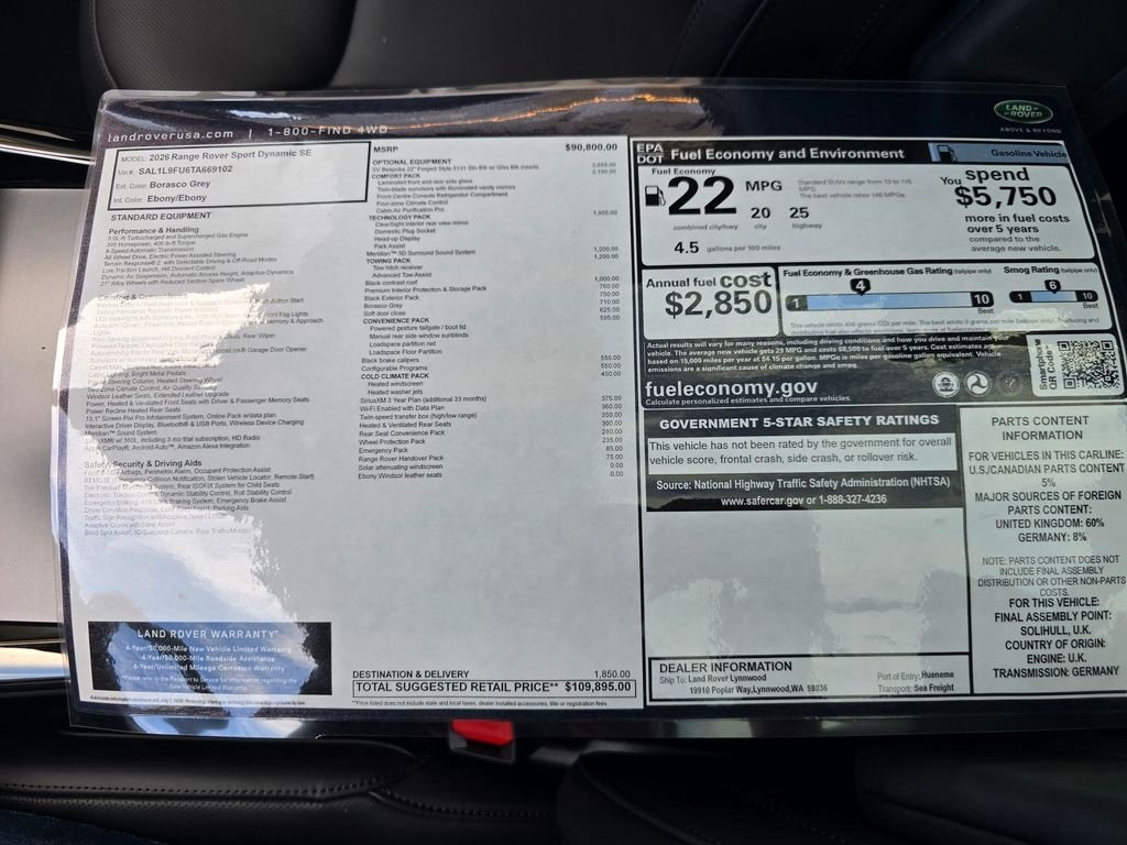 New 2026 Borasco Grey LAND ROVER Dynamic SE image 36