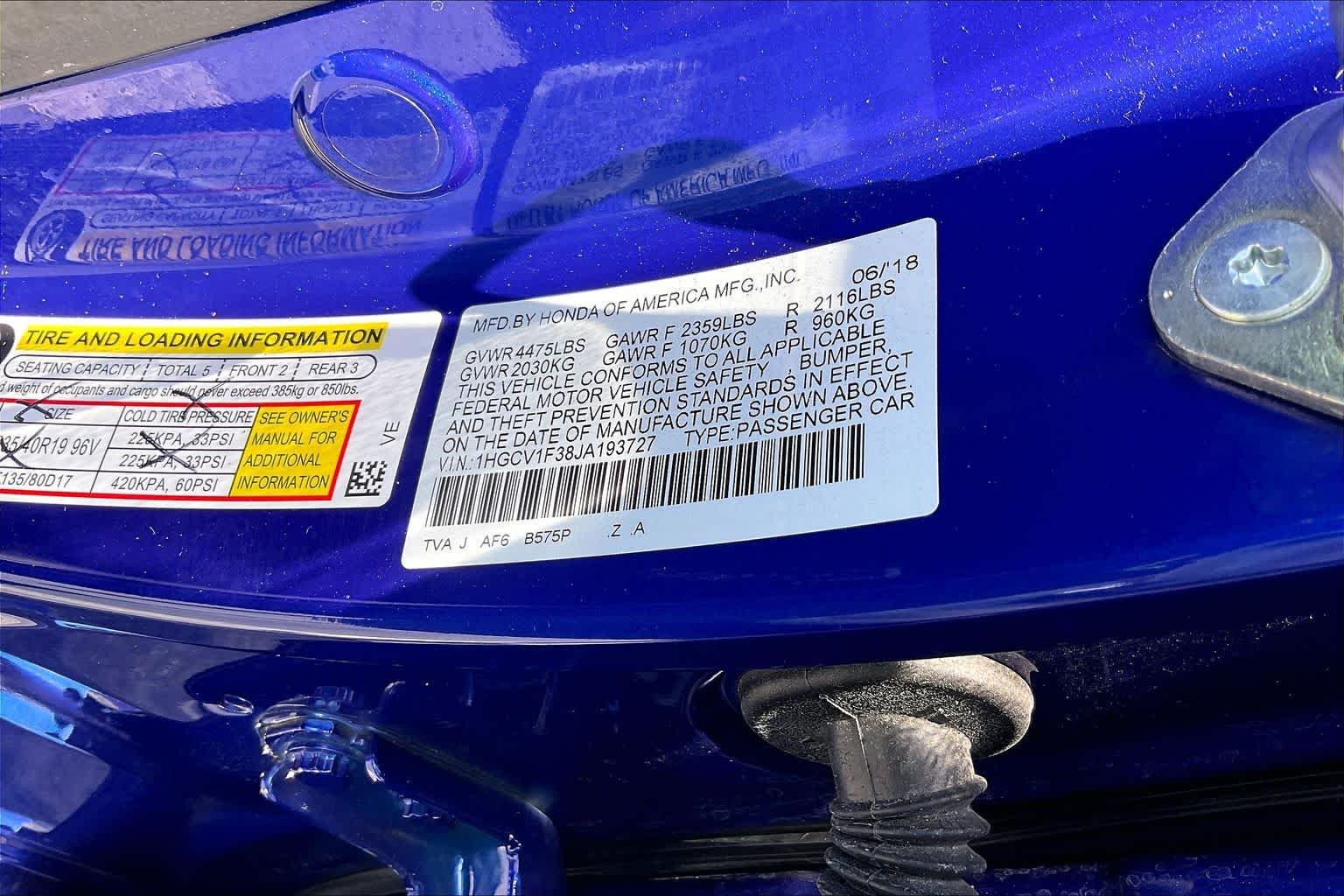 Used 2018 Still Night Pearl Honda Sport 1.5T image 30