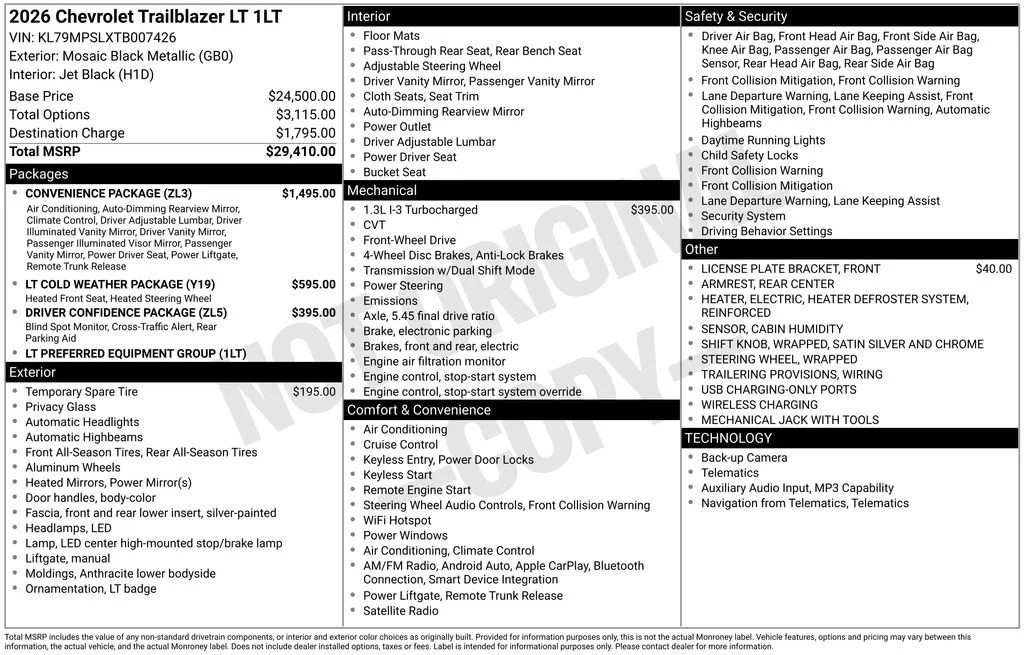 New 2026 Mosaic Black Metallic Chevrolet LT image 32