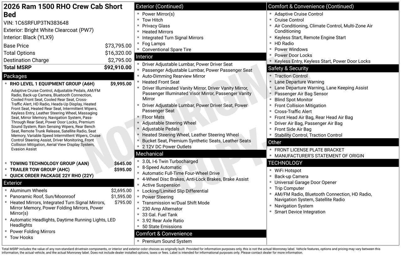 New 2026 Bright White Clear-Coat Exterior Paint RAM RHO image 27
