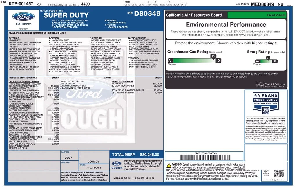 Used 2021 White Ford Lariat image 2