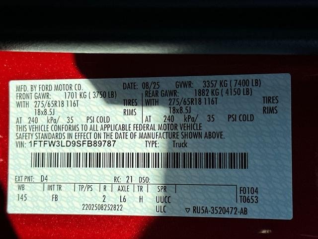 New 2025 Rapid Red Metallic Tinted Clearcoat Ford XLT image 31