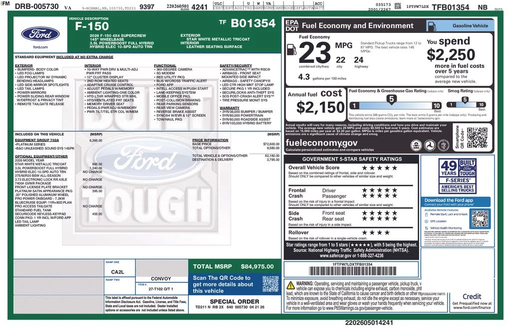 New 2026 Star White Metallic Tri-Coat Ford Platinum image 7