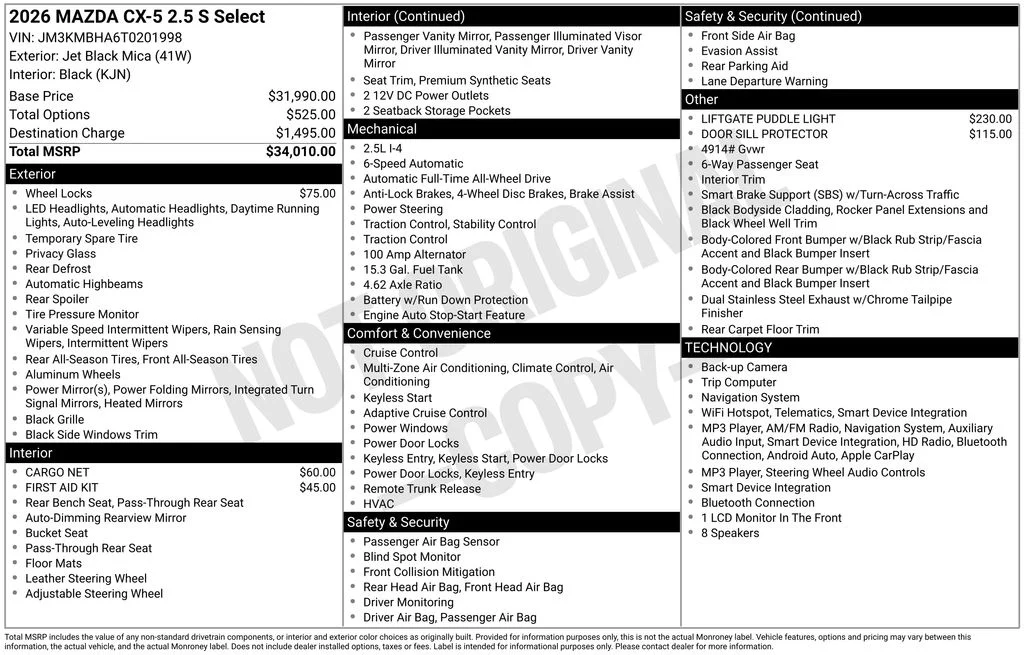 New 2026 Jet Black Mica Mazda 2.5 S Select image 6