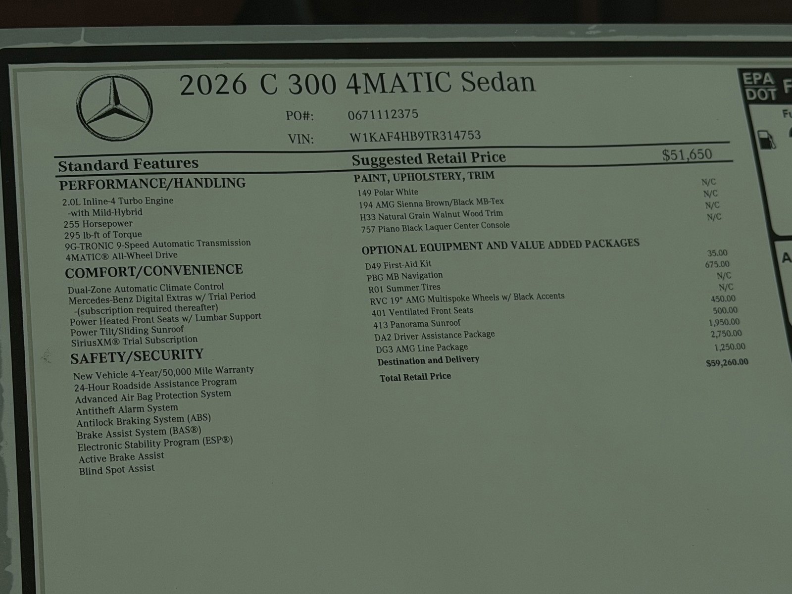 New 2026 Polar White Mercedes-Benz C 300 image 44