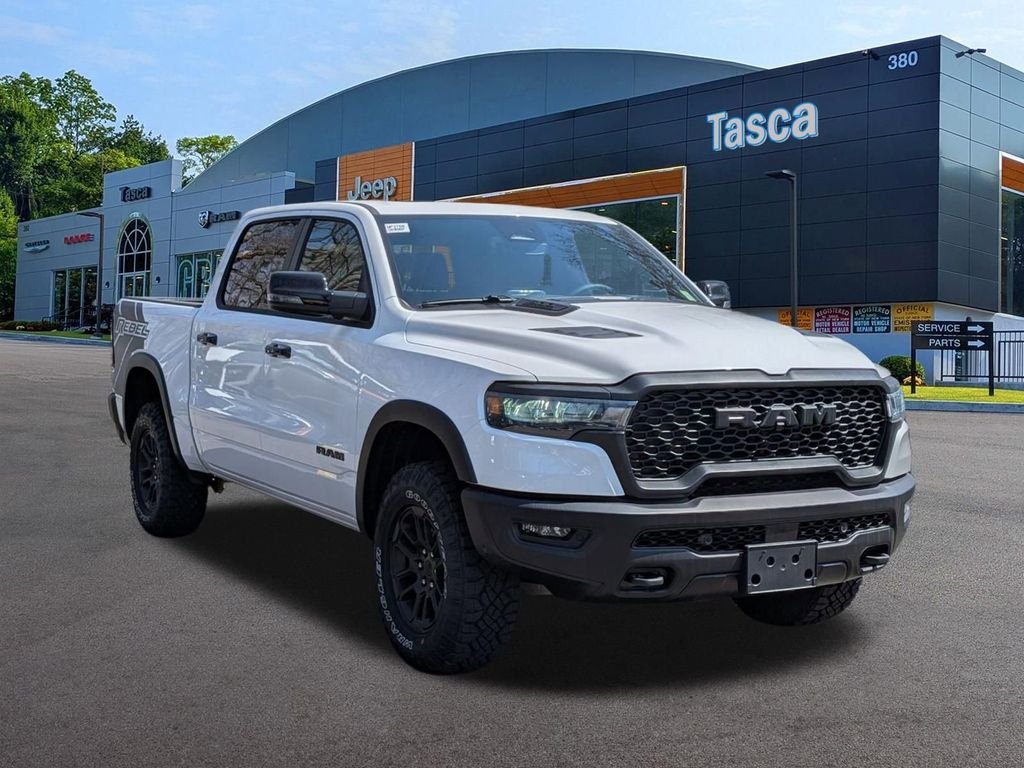 Bright White Clear-Coat Exterior Paint 2026 RAM 1500 Rebel Crew Cab 4WD Pickup Truck Four-Wheel Drive 8-Speed Automatic