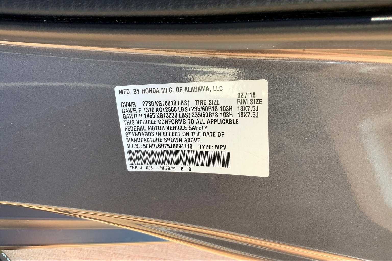 Used 2018 Modern Steel Metallic Honda EX-L image 30