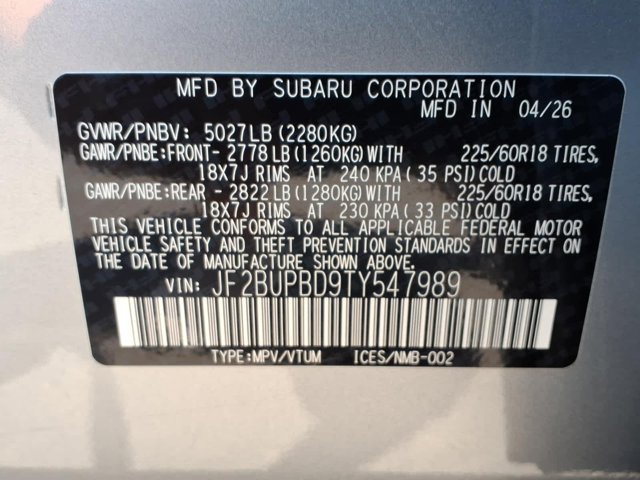 New 2026 ICE SILVER METALLIC Subaru Premium image 40